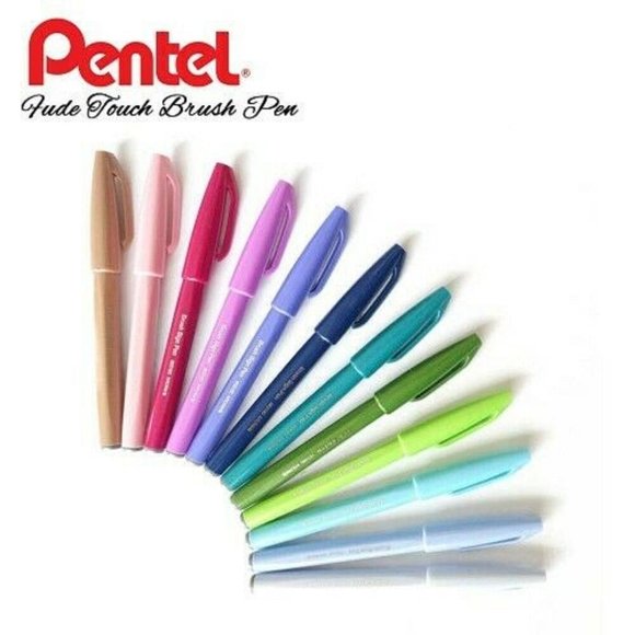 Pentel Fude Touch Art Sign Pen, Flexible Brush Tip Marker BURGUNDY Set of 3 Pens - Picture 11 of 12